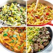 One pan recipes collage.