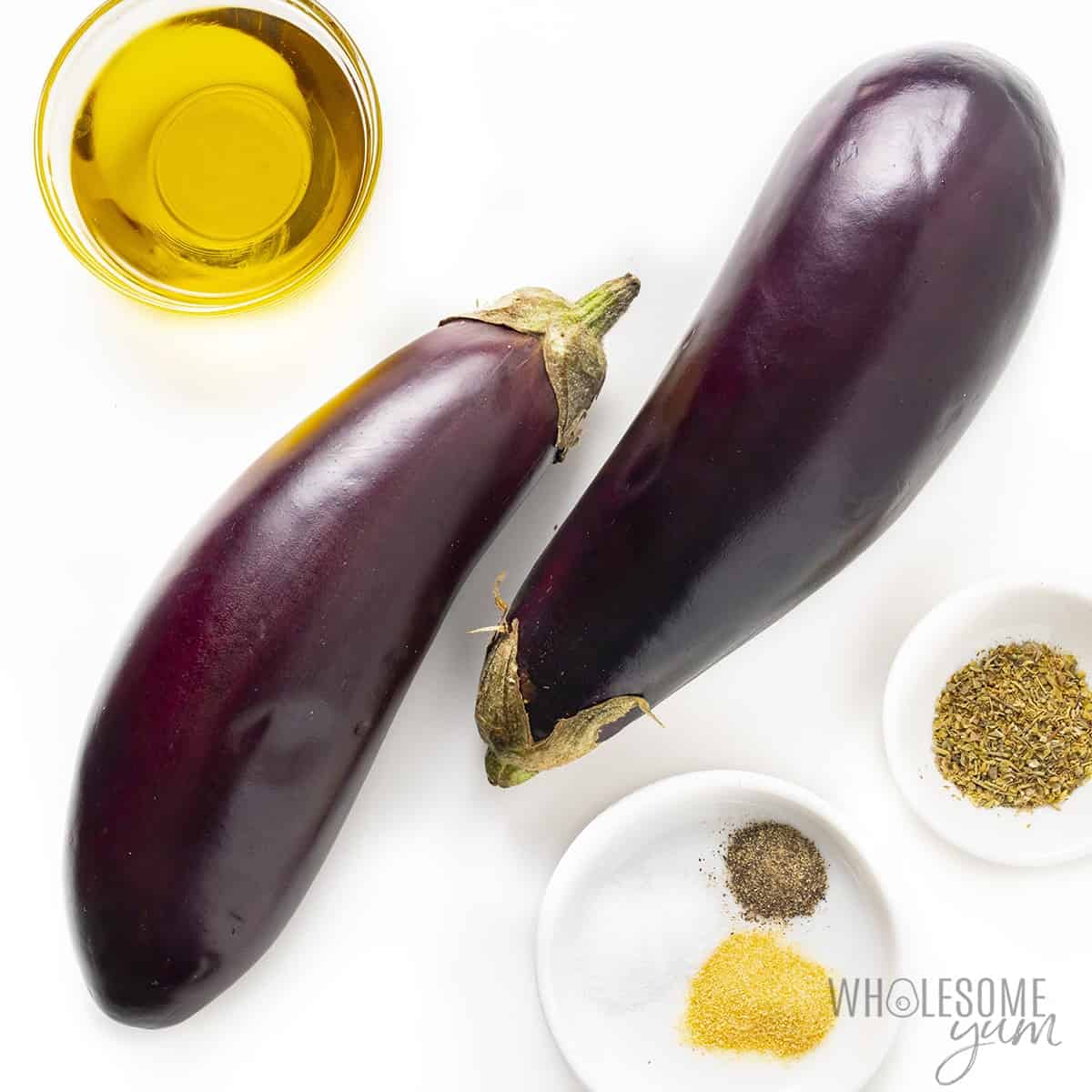 Grilled eggplant recipe ingredients.