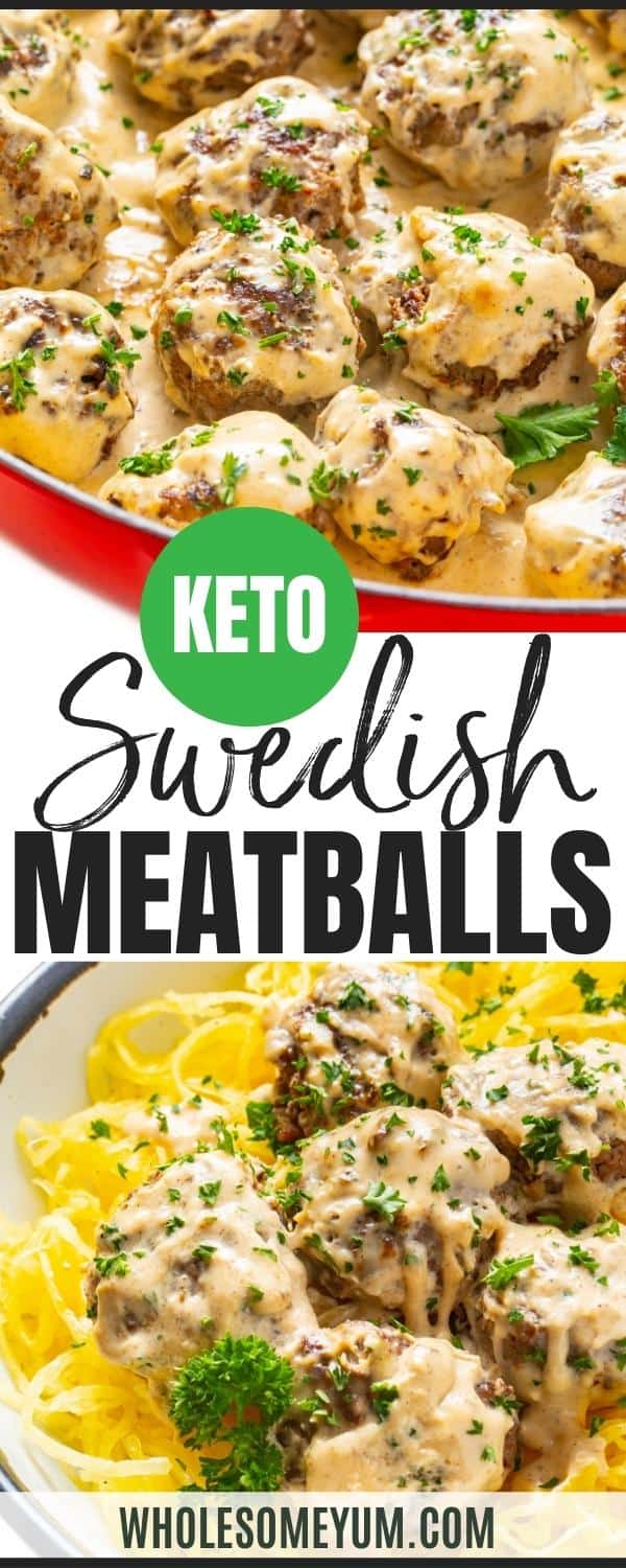 Keto Swedish meatballs recipe pin.