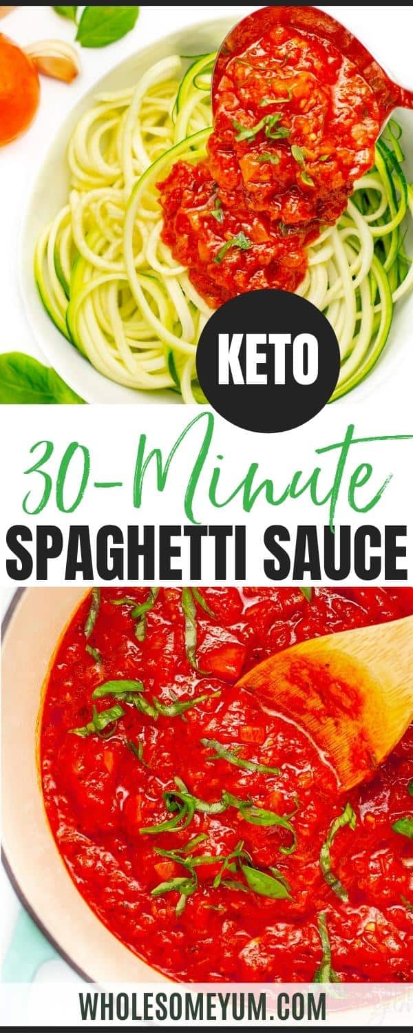 Low carb keto spaghetti sauce recipe pin.