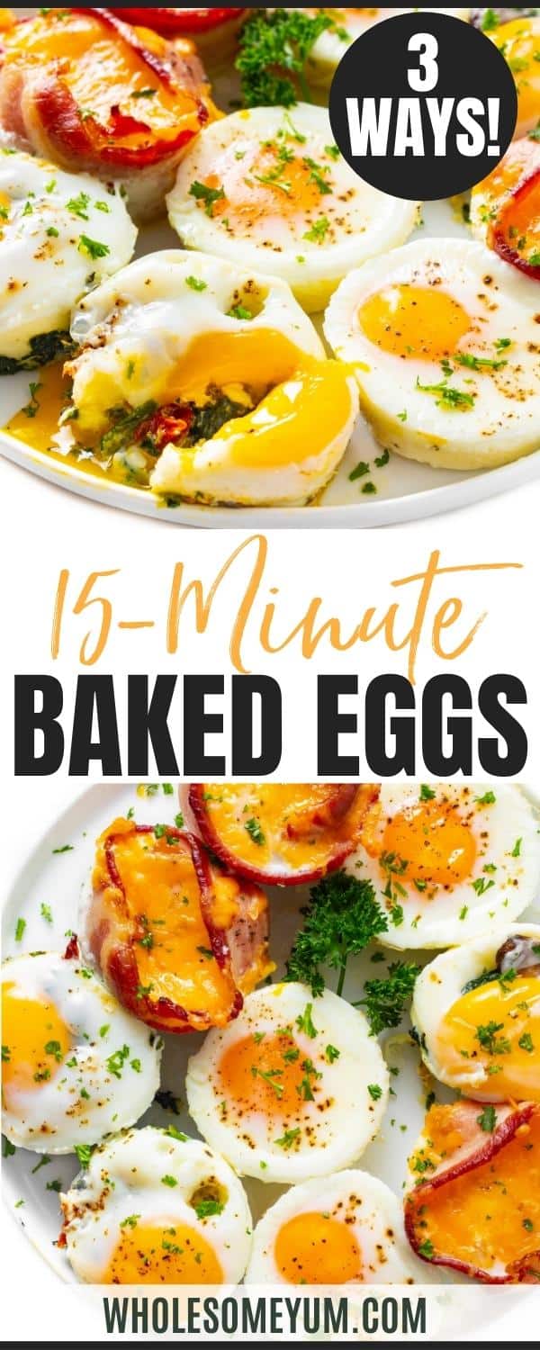 How to bake eggs in a muffin tin: pin graphic.