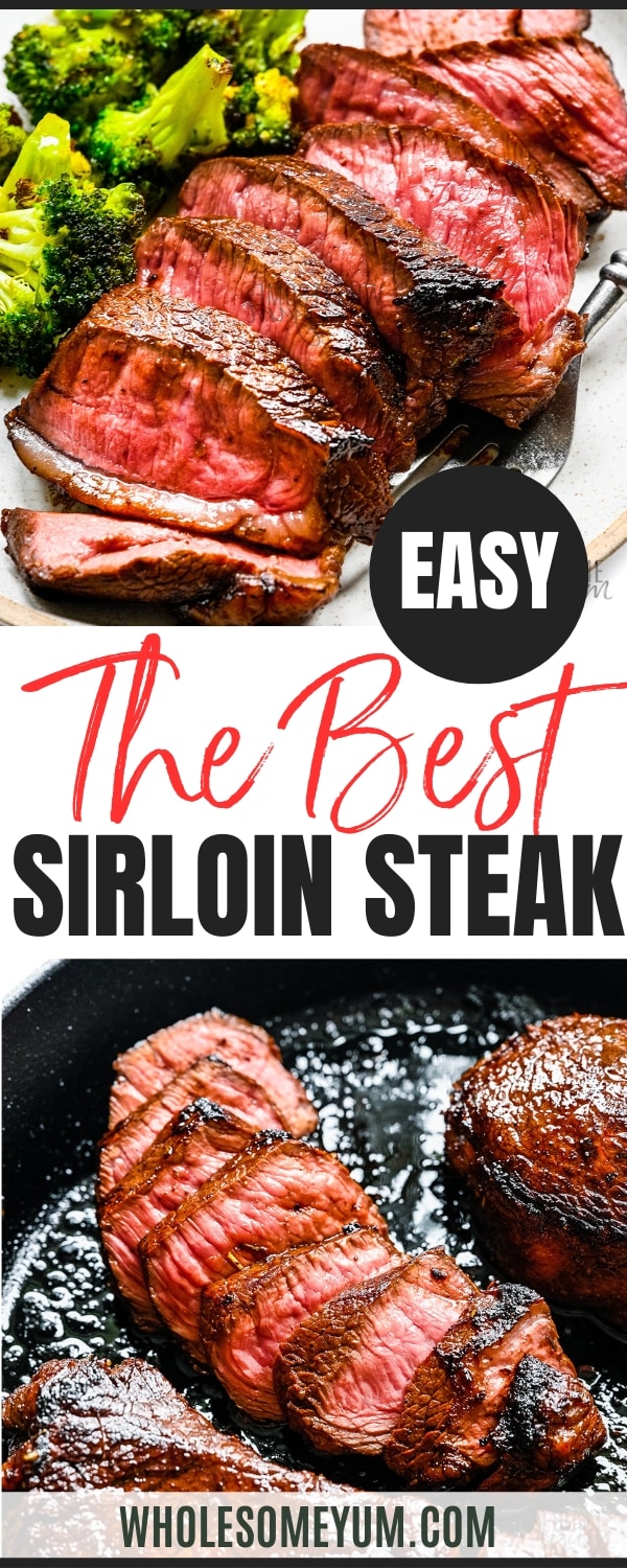Sirloin steak recipe pin.