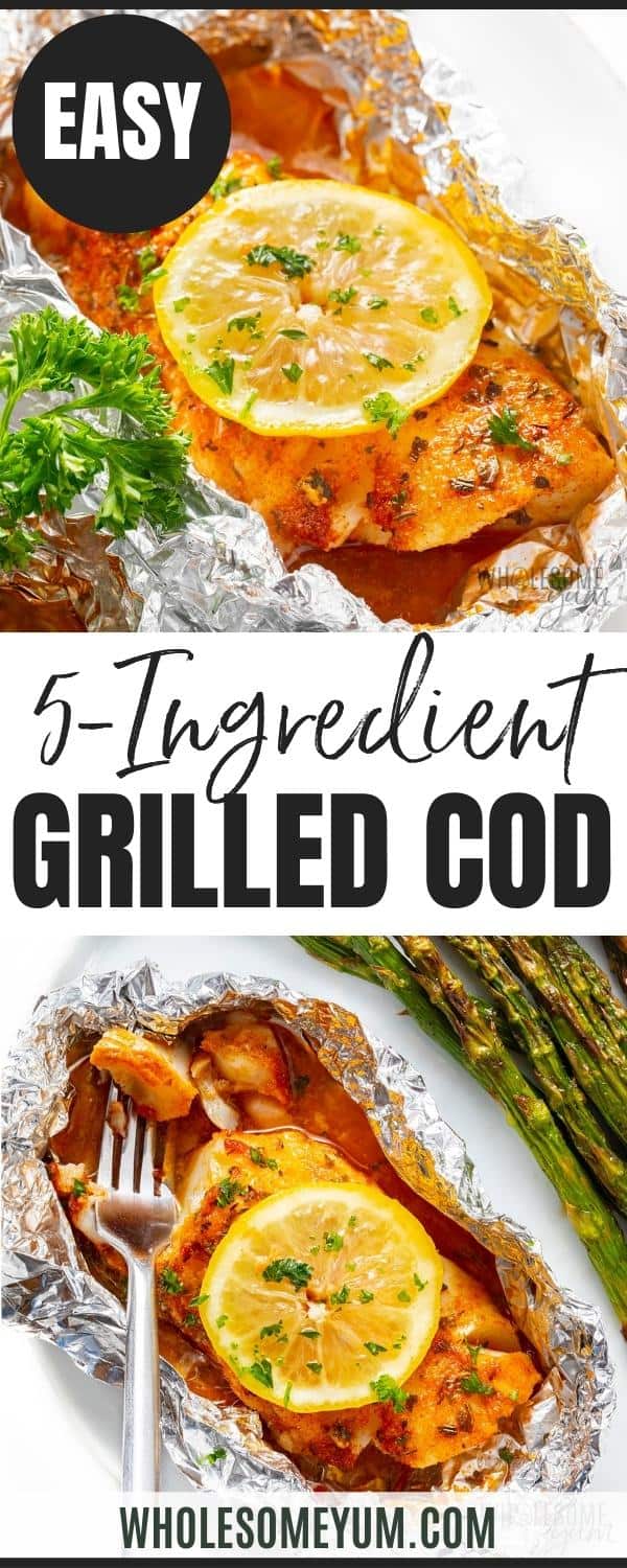 Grilled cod recipe pin.