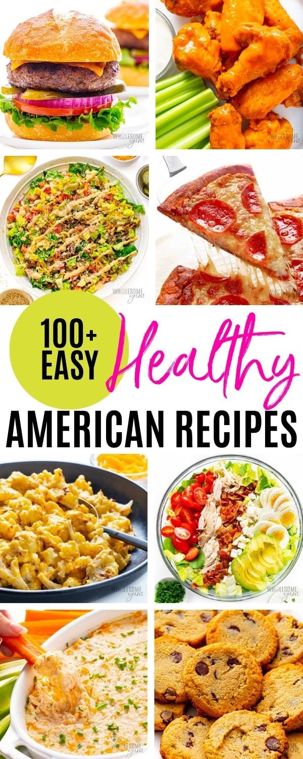 Healthy American recipes collage pin.