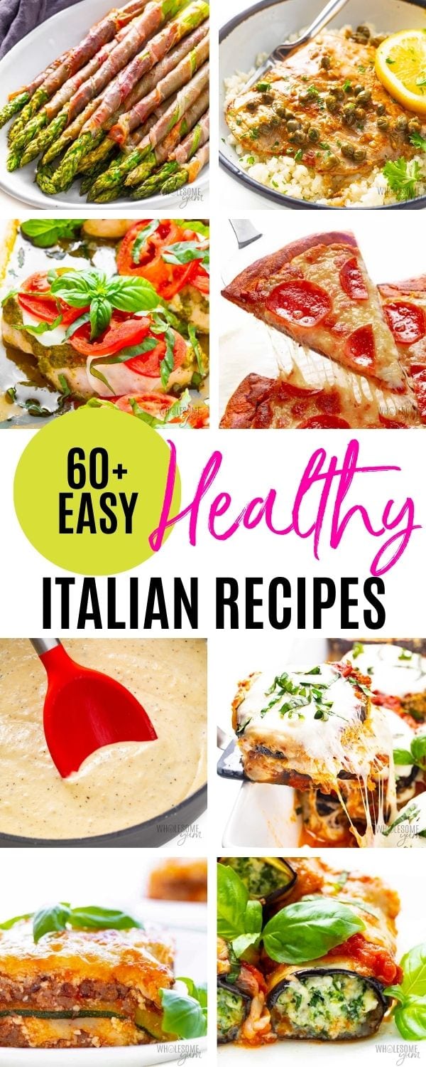 Healthy Italian recipes collage pin.
