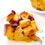 Serve ketogenic bread pudding with a fork.