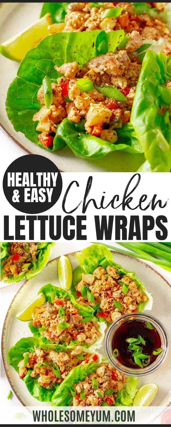 Chicken lettuce wraps recipe pin.
