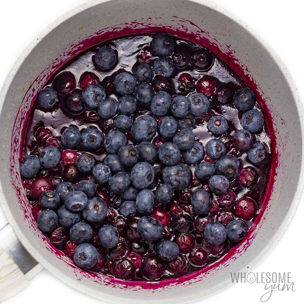 Blueberry sauce with fresh berries added.