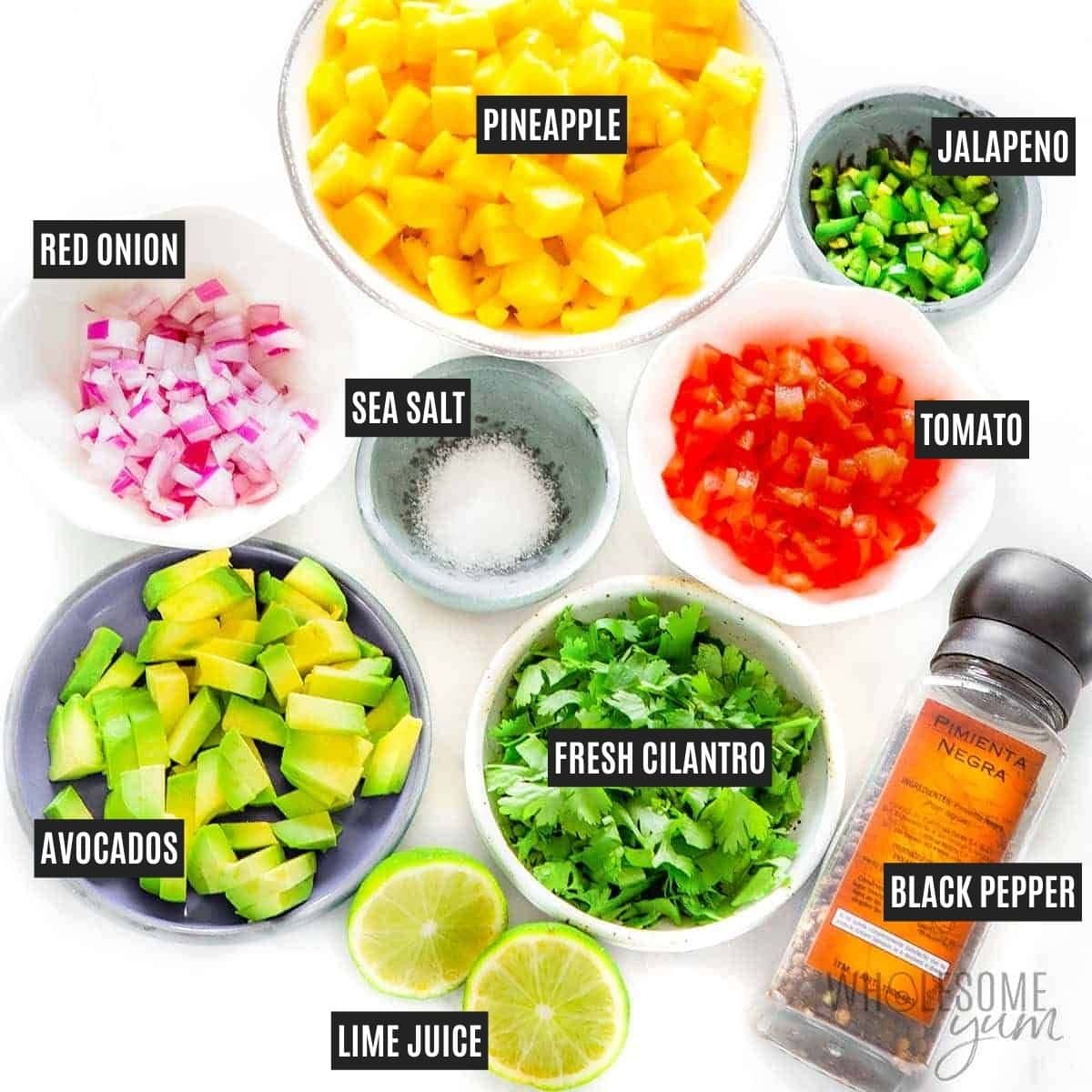 Pineapple salad ingredients in a bowl.