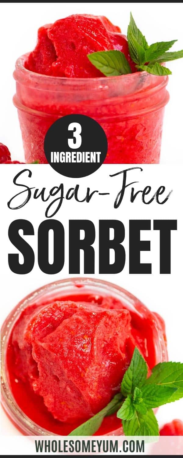 Keto sugar-free sorbet recipe pin.