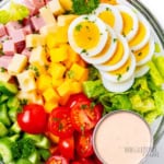 Chef salad in a bowl.