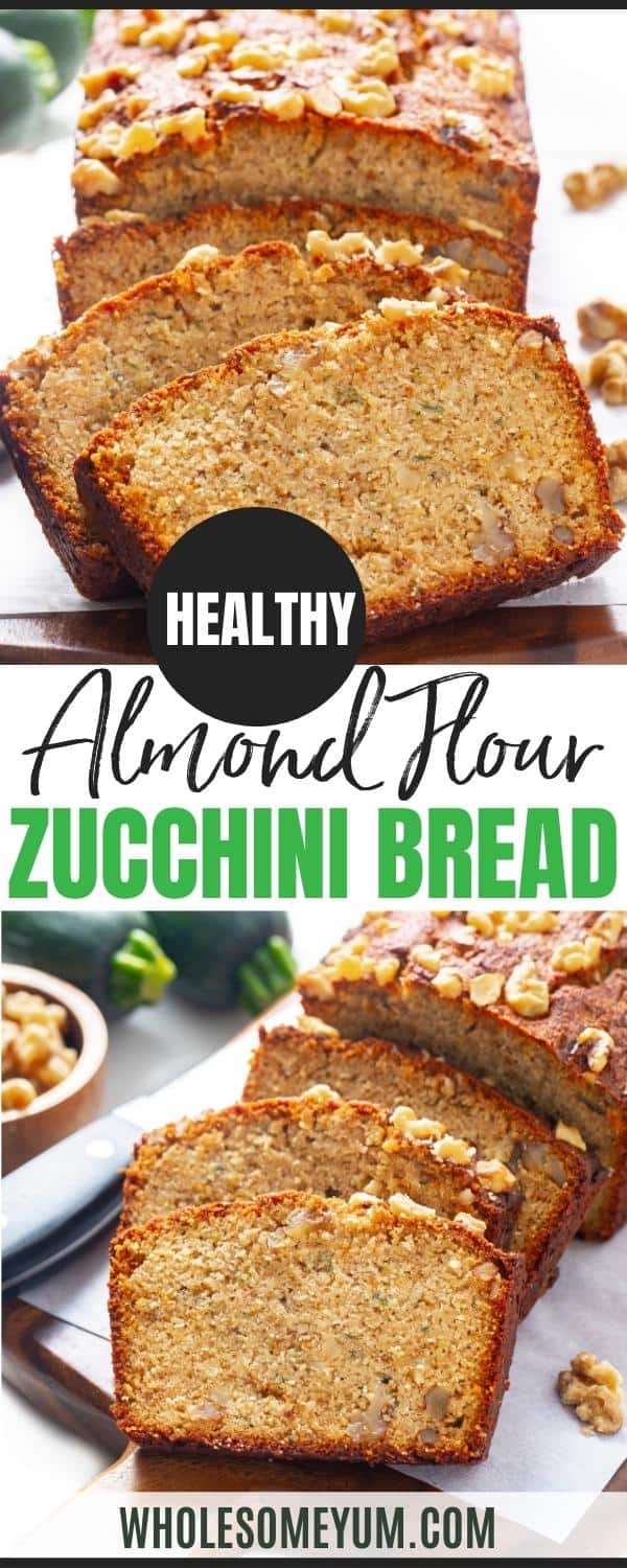 Healthy zucchini bread recipe pin.