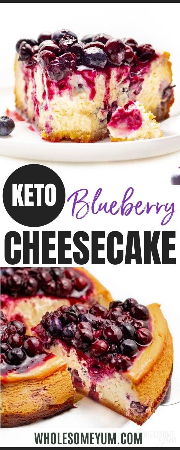Keto blueberry cheesecake recipe pin.
