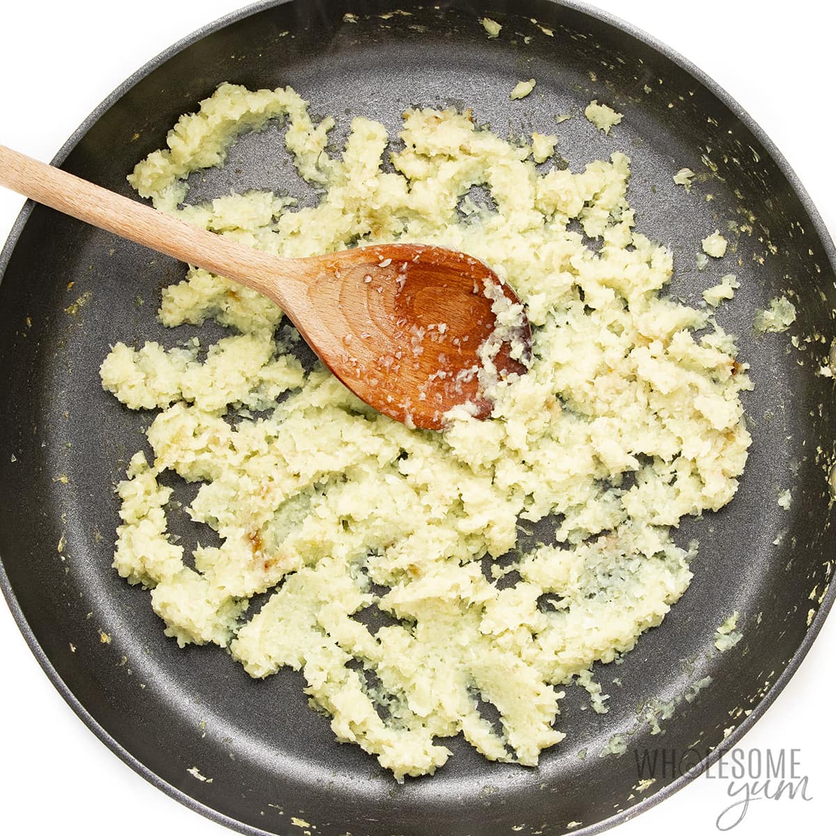 Onion paste in a skillet.