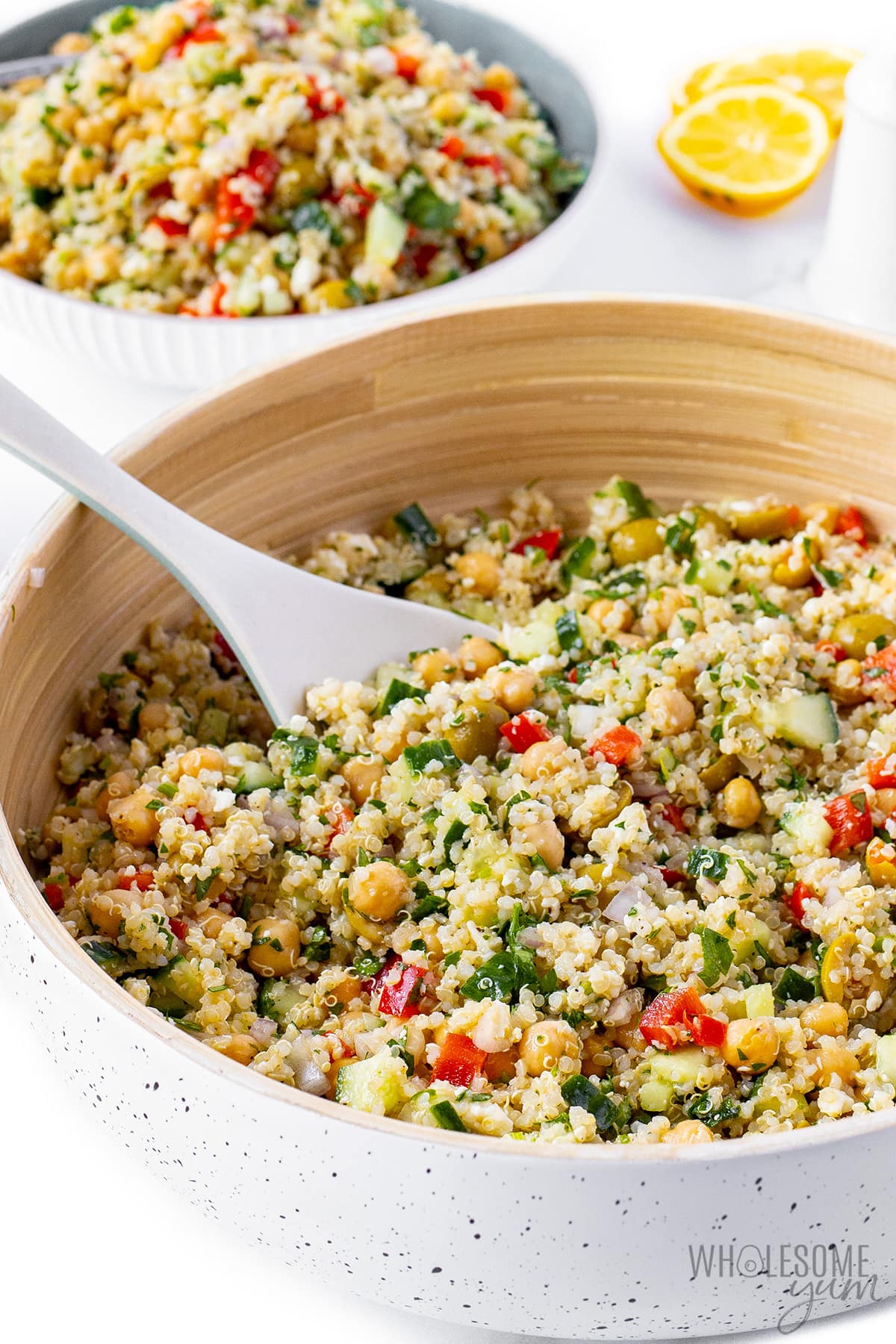 Mediterranean quinoa salad in a bowl