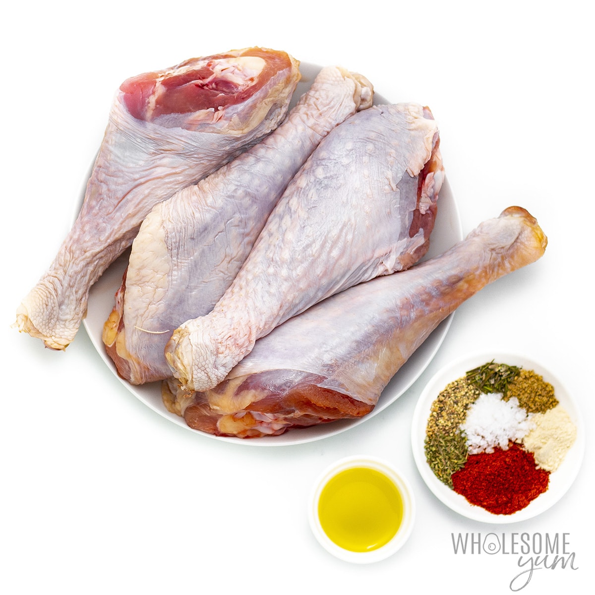 Ingredients for roasting turkey legs.