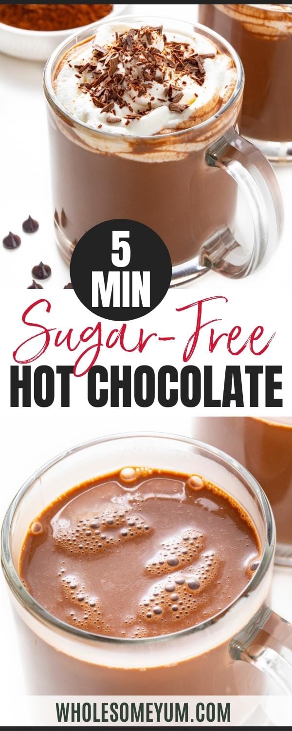 Sugar-free hot chocolate recipe pin.