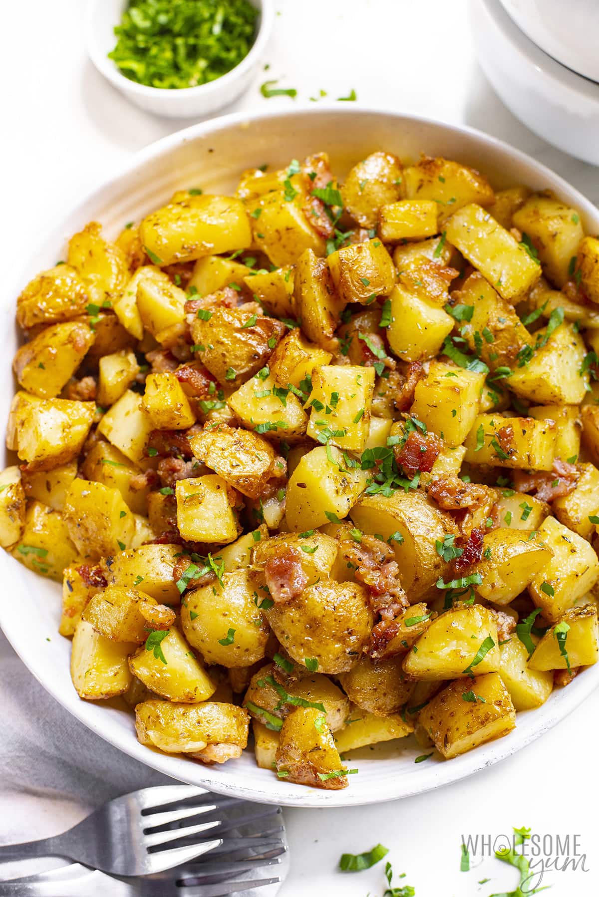 Roasting potatoes using this recipe makes them perfectly crispy and buttery like the ones shown here.