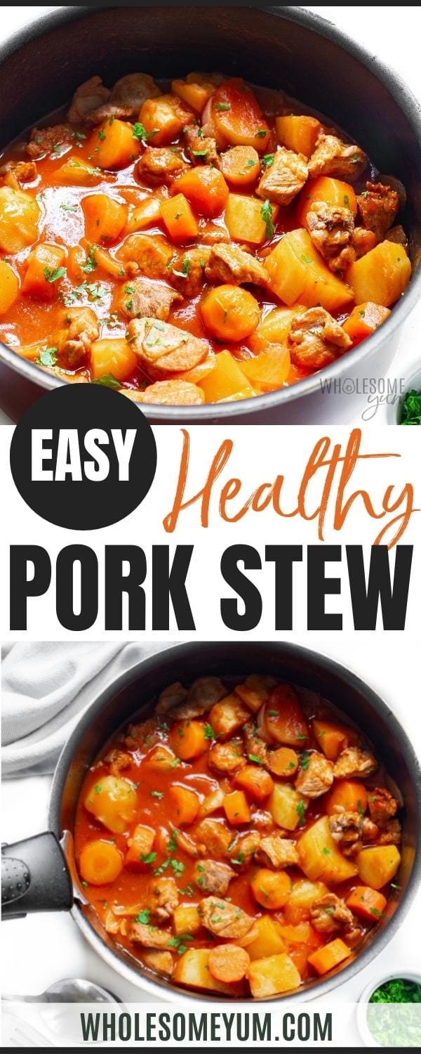 Pork stew recipe pin.