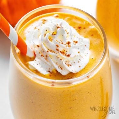 Pumpkin smoothie in a glass.