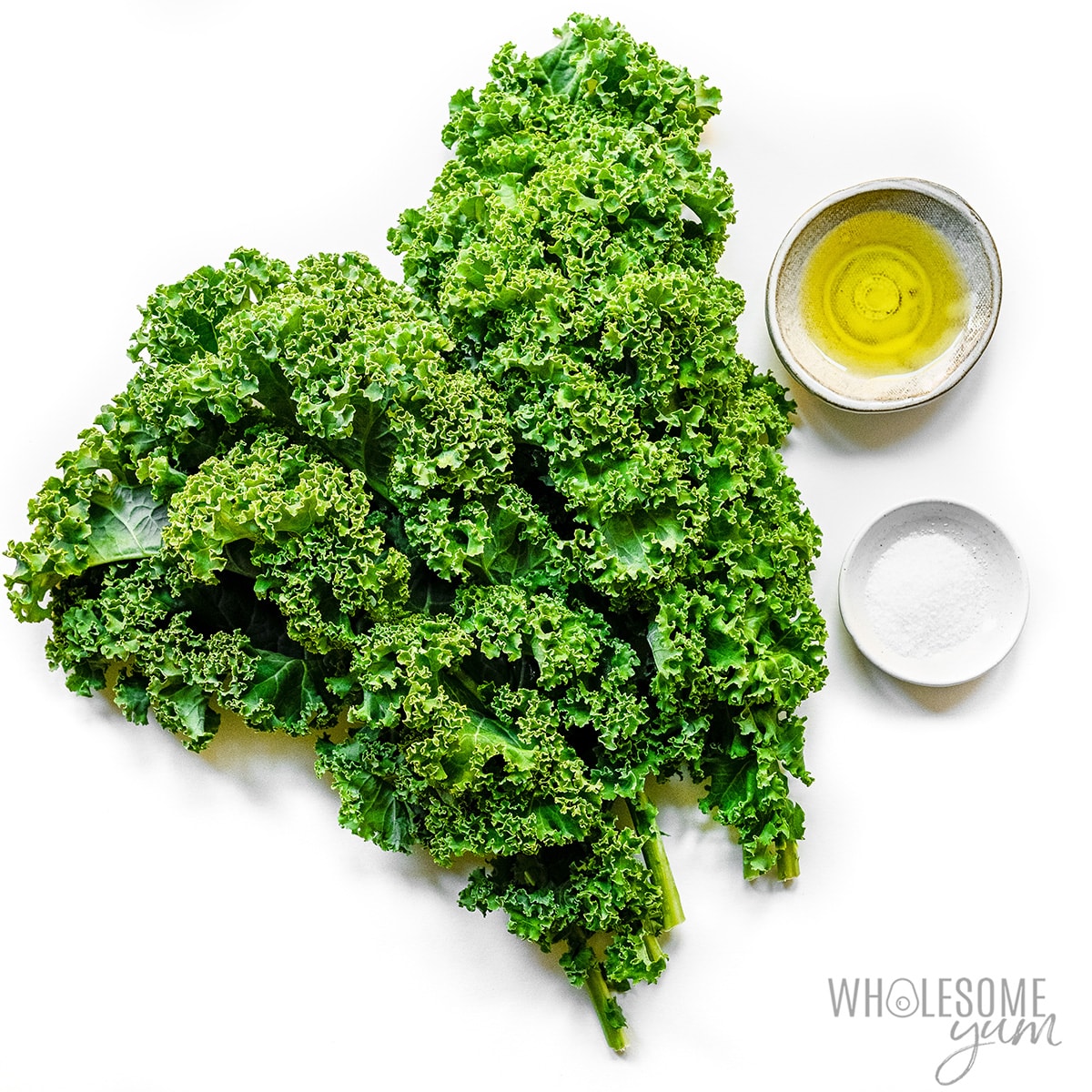 Ingredients for kale chips in the air fryer. 