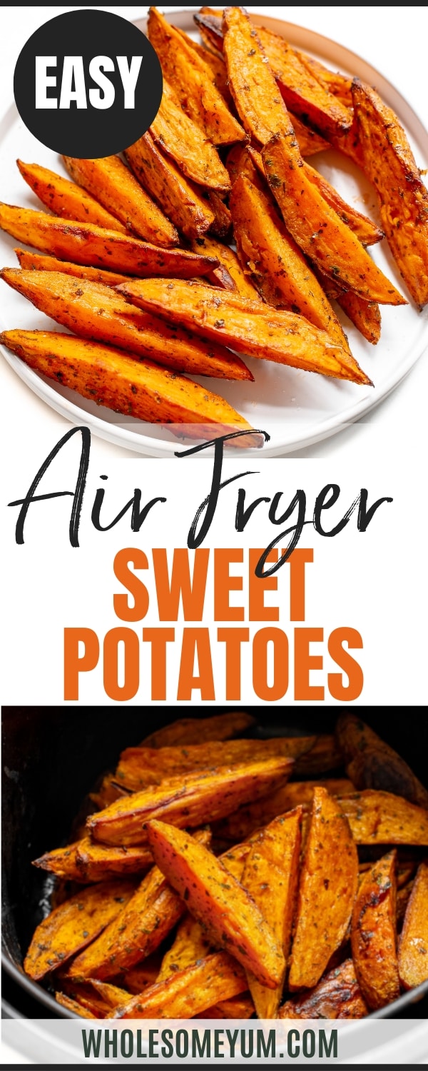 Air fryer sweet potato recipe pin.