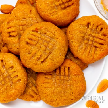 Almond butter cookies on a plate.