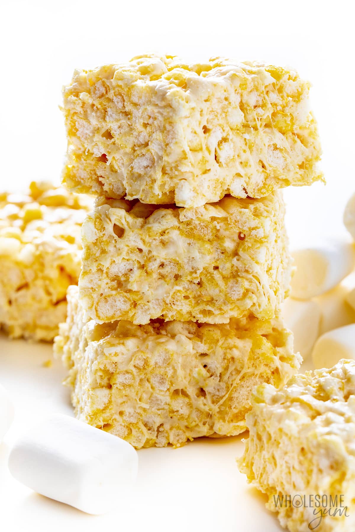 A stack of 3 rice krispie squares.