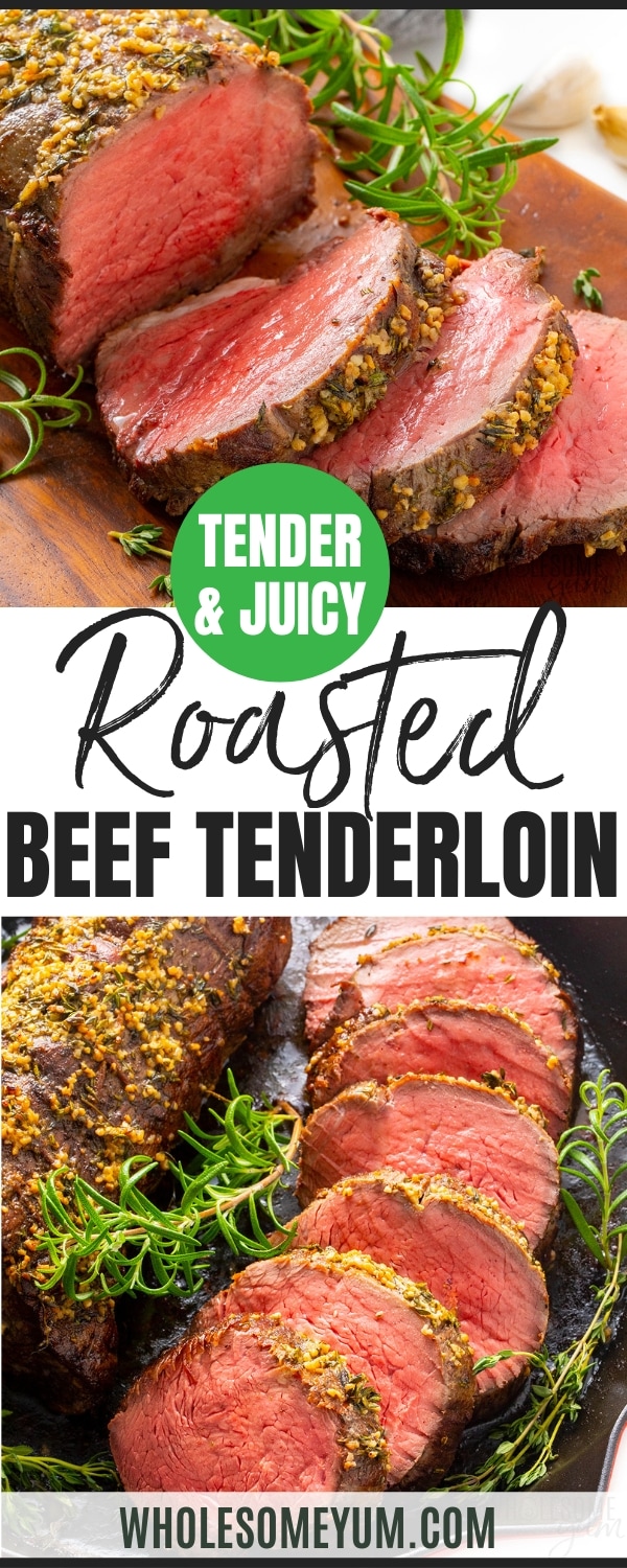 Beef tenderloin recipe pin.