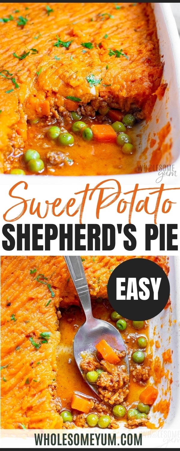 Sweet potato shepherd's pie recipe pin.