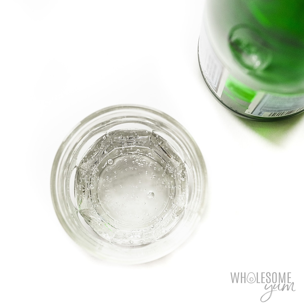 Carbonated water in a glass.