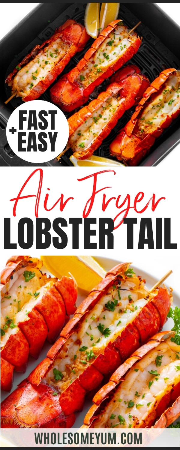 Air fryer lobster tail recipe pin.