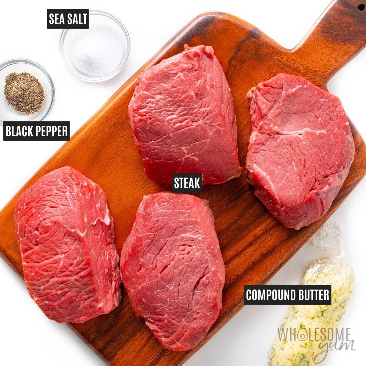 Ingredients for cooking sirloin steak in the air fryer. 