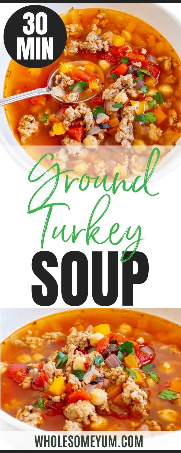 Ground Turkey Soup Recipe Pin.