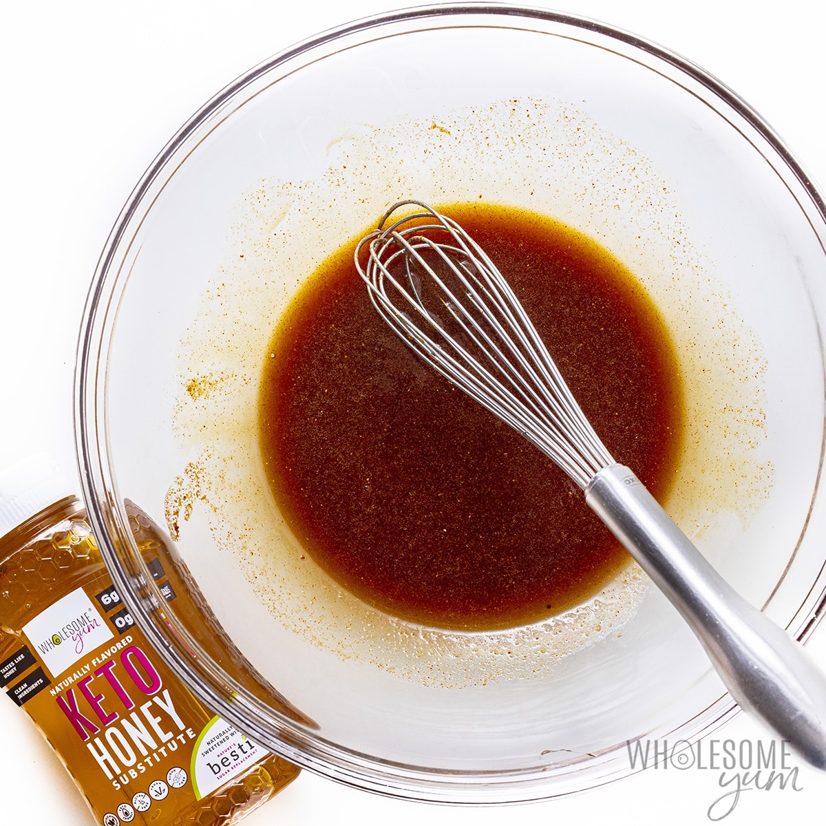 Honey marinade in a bowl.