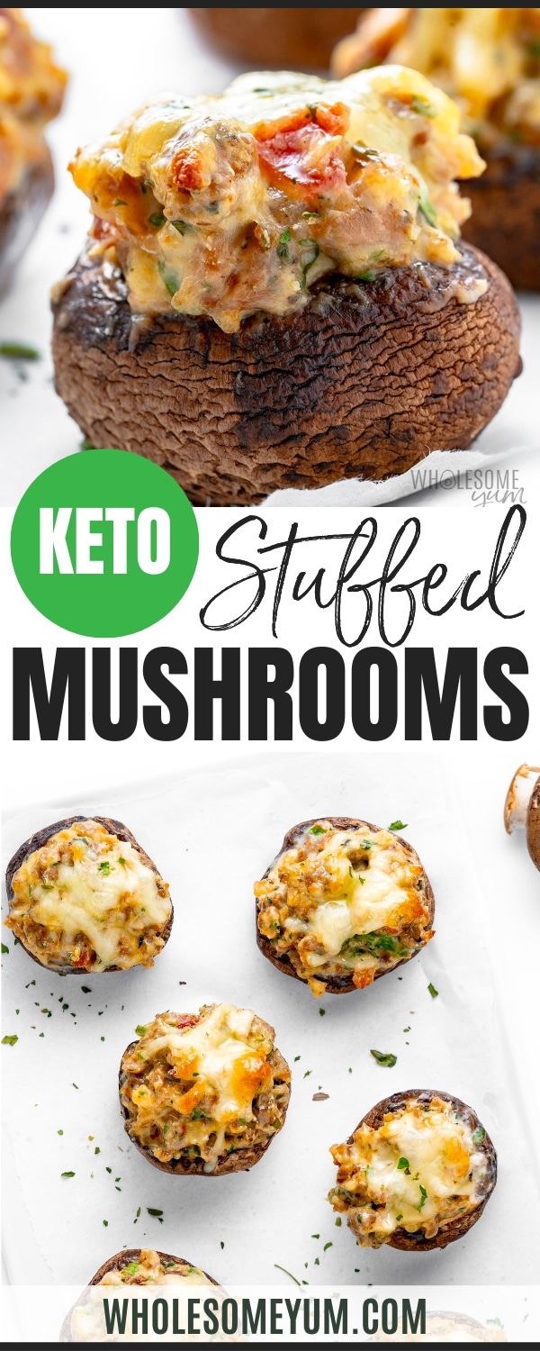 keto stuffed mushrooms recipe pin.