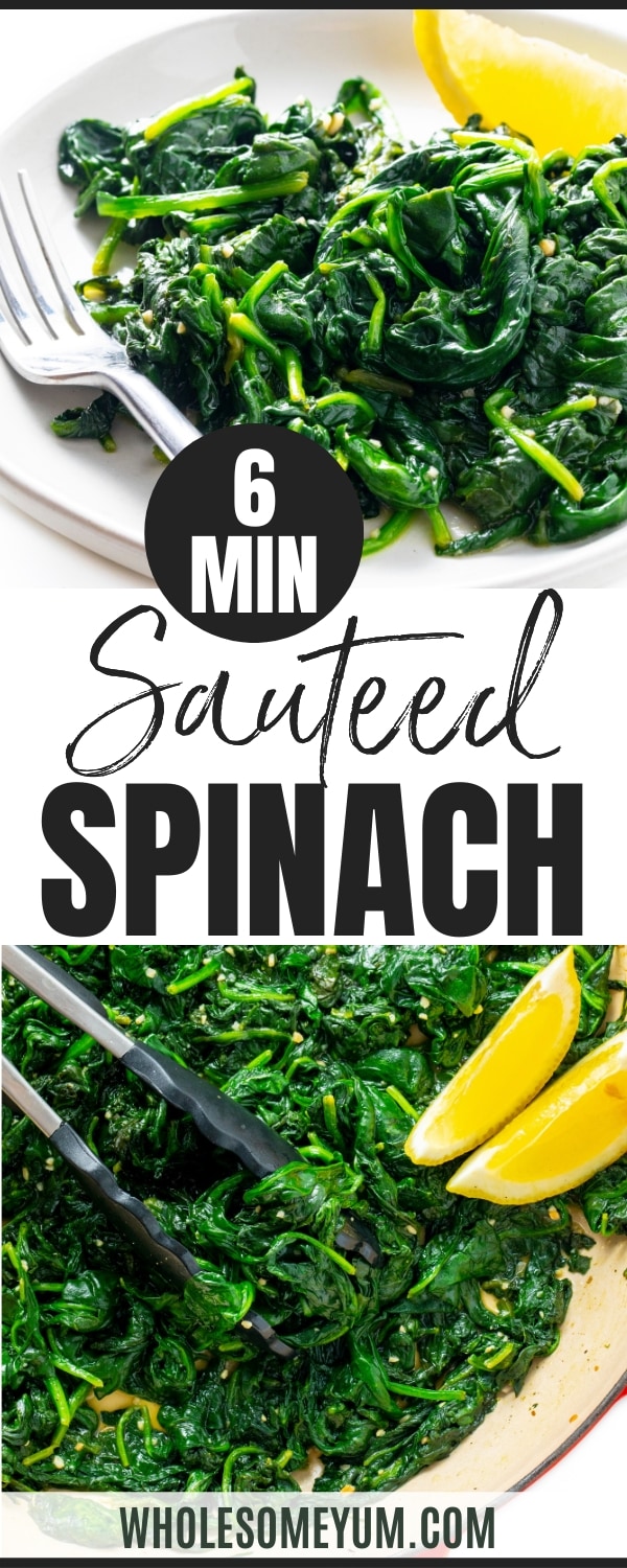 Sauteed spinach recipe pin.
