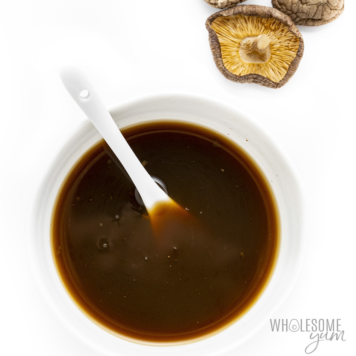 Homemade substitute for soy sauce in a bowl.