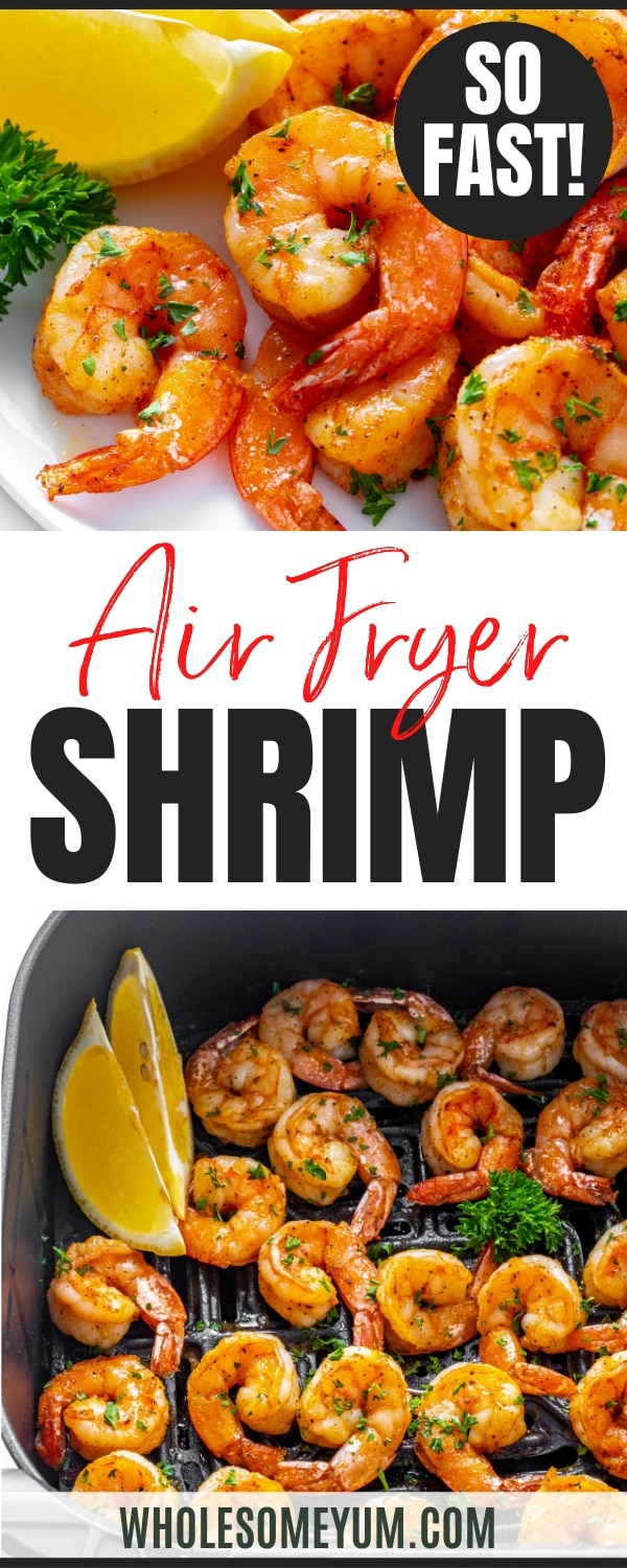Air fryer shrimp recipe pin.