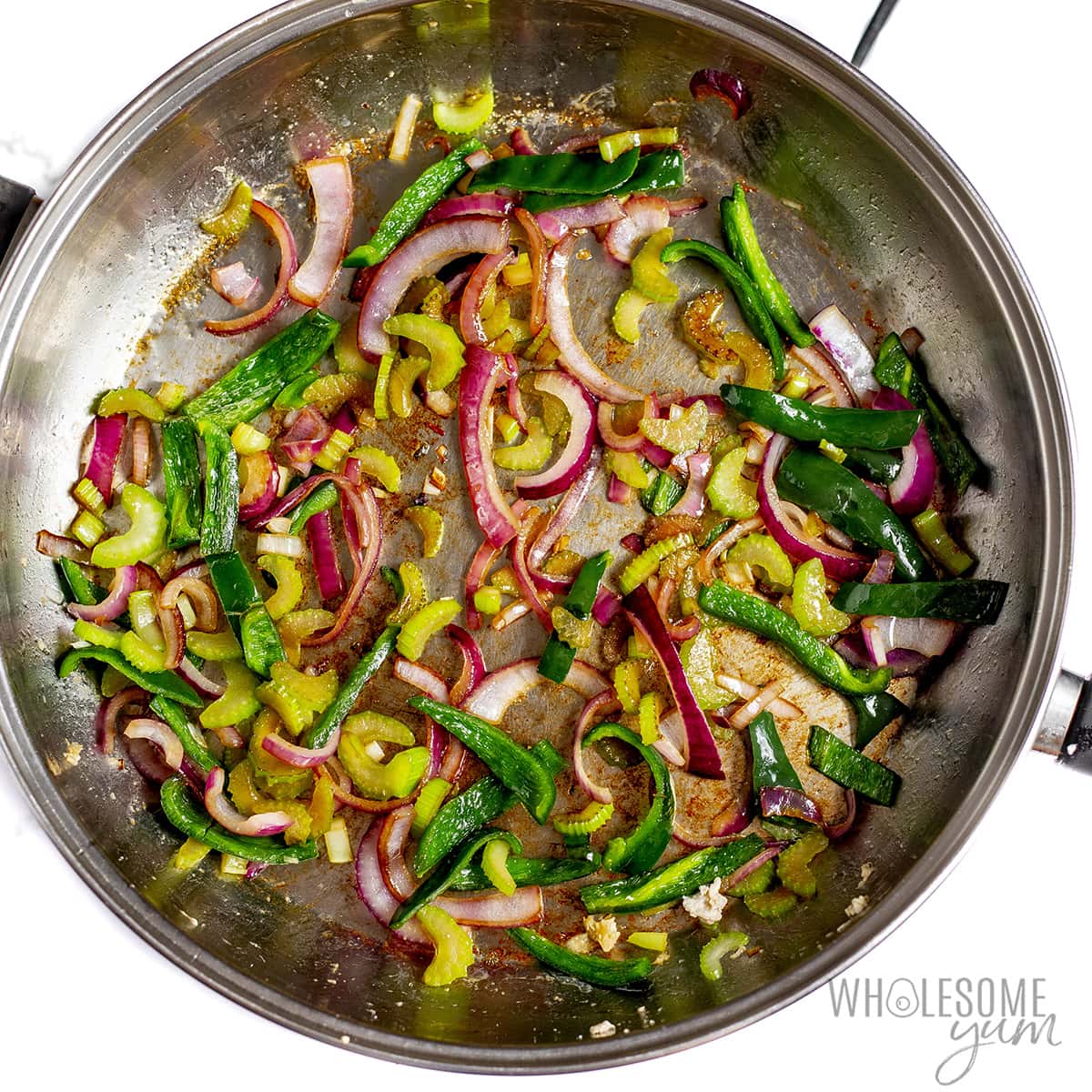 Veggies sauteed in a skillet