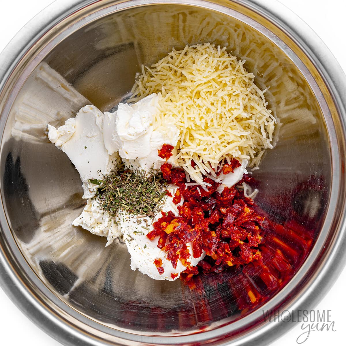Cream cheese mixture ingredients in a bowl.