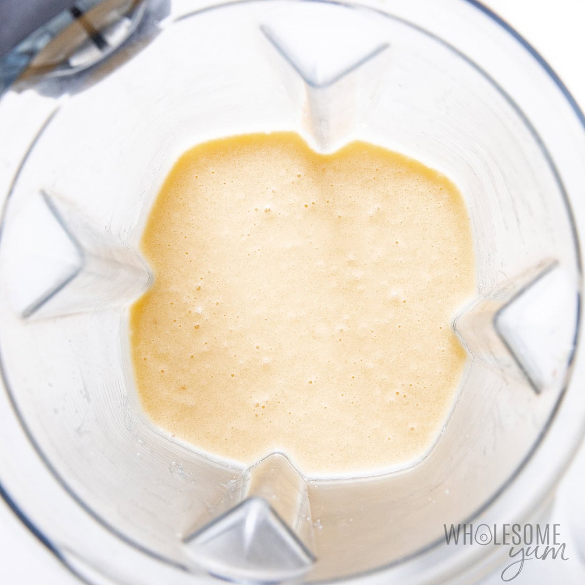 Mixing batter in a blender.