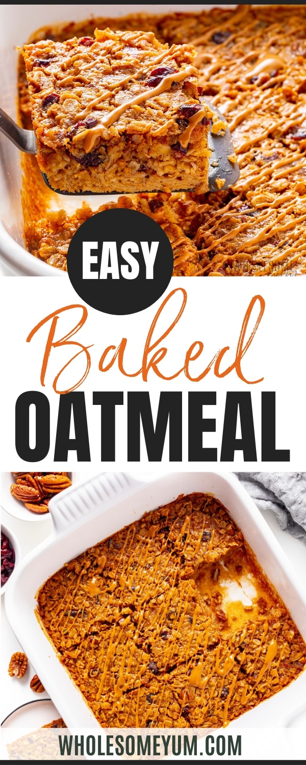 Baked oatmeal recipe pin.