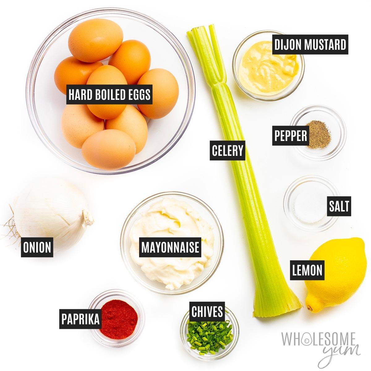 Egg salad ingredients.