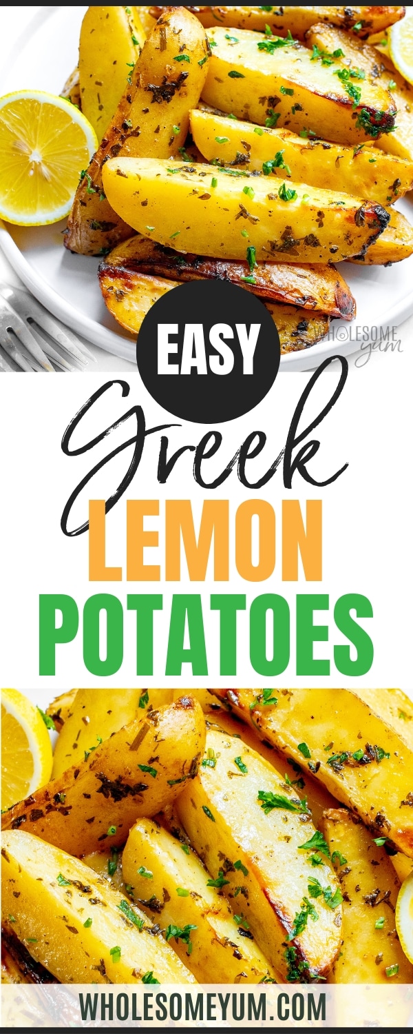 Greek lemon potatoes recipe pin.