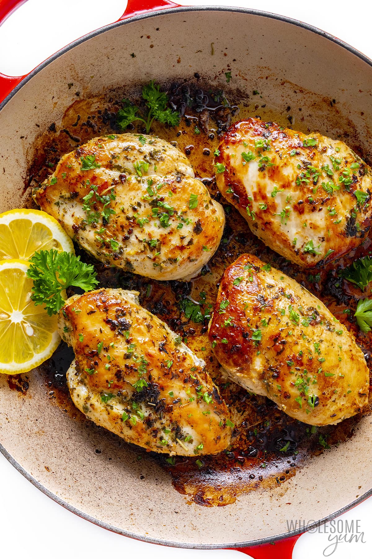 Lemon Garlic Chicken with Parsley and Lemon Slices.
