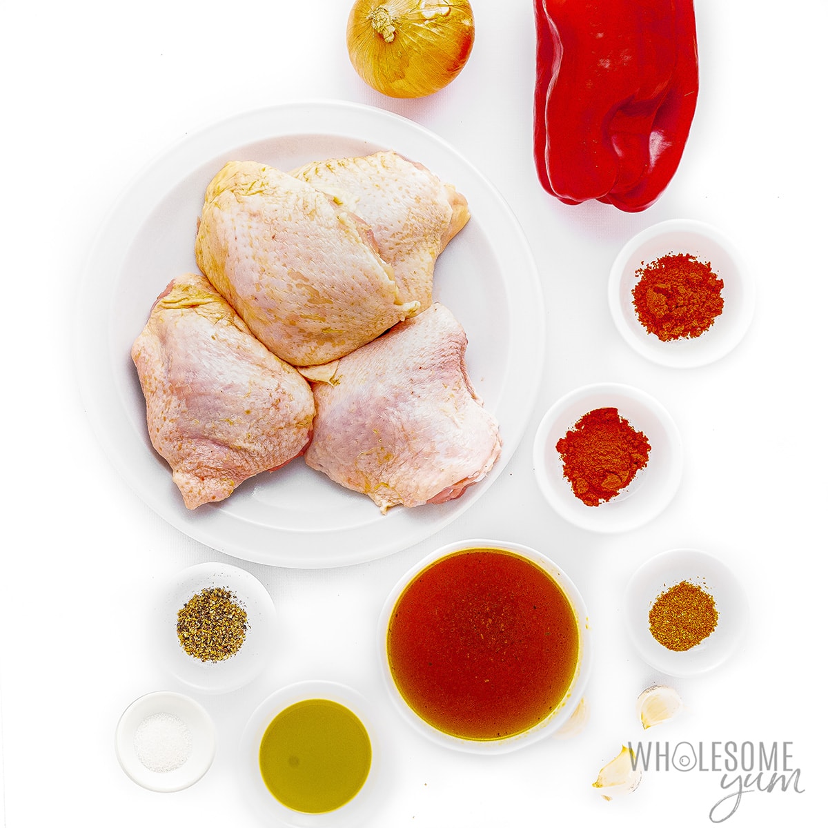 Chicken paprika recipe ingredients measured out.