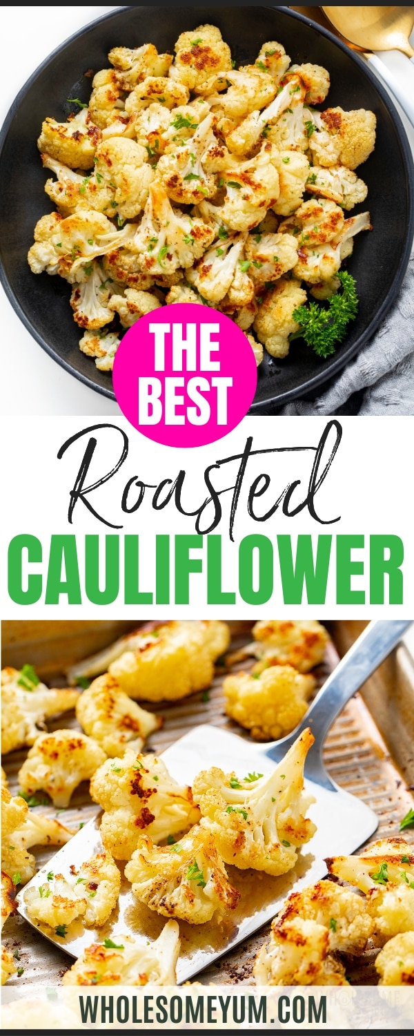 Roasted cauliflower recipe pin.