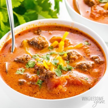 Taco soup in a bowl.