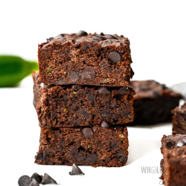 Zucchini brownies stacked.